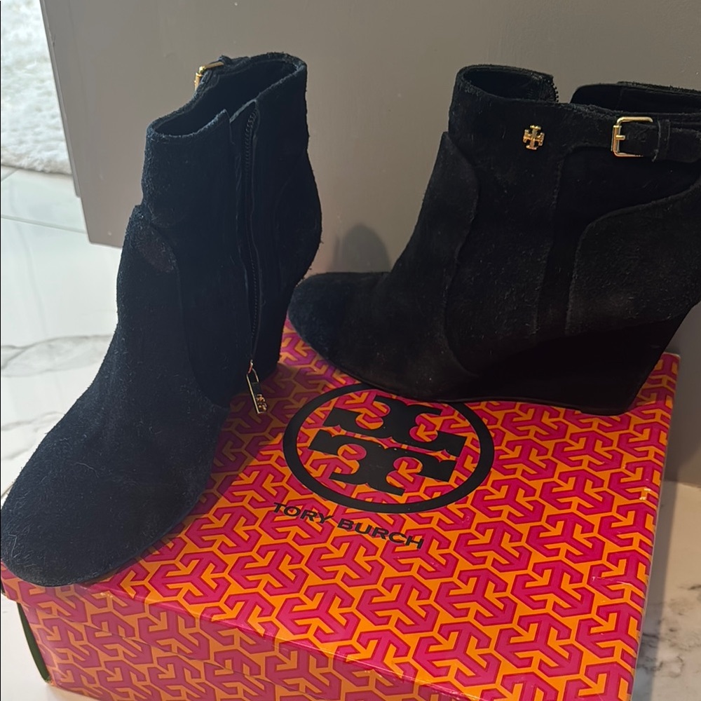 Tory Burch Black Ankle Booties with Side Zipper